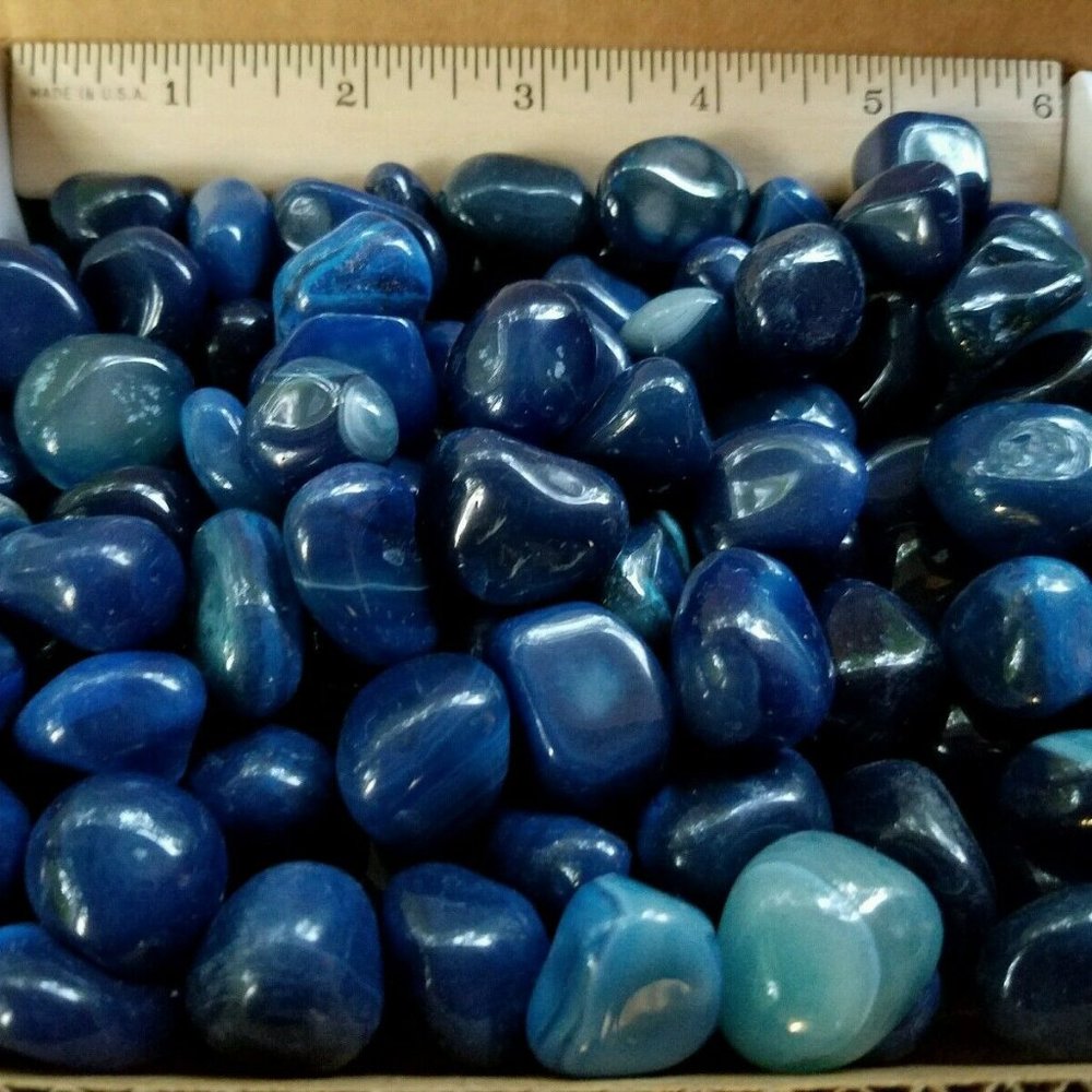 1/4 lb Tumbled Blue Brazilian Agate Gems Crystal